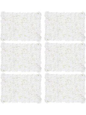 Set of 6 White Artificial Flower Wall Panels - 24x16 Inch Floral Decor